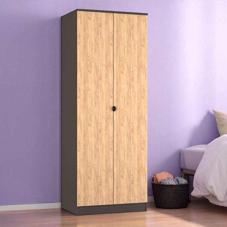 Bora Wardrobe - 2 Door - Gold Craft Oak and Graphite
