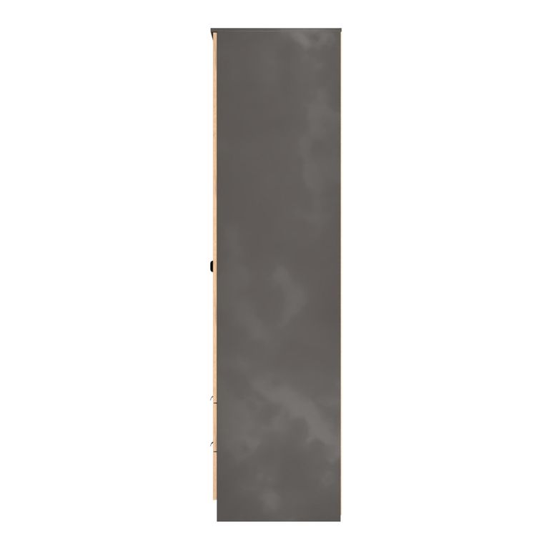 Bora Wardrobe - 2 Door - 2 Drawer - Gold Craft Oak and Graphite