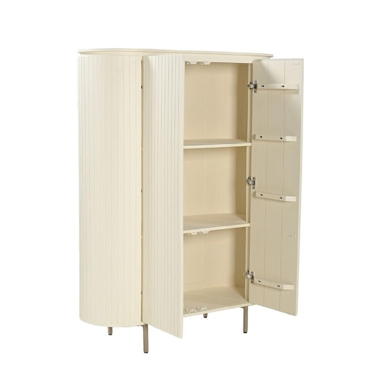 Patou Curved Fluted Wardrobe - 2 Door - Off White - Mango Wood