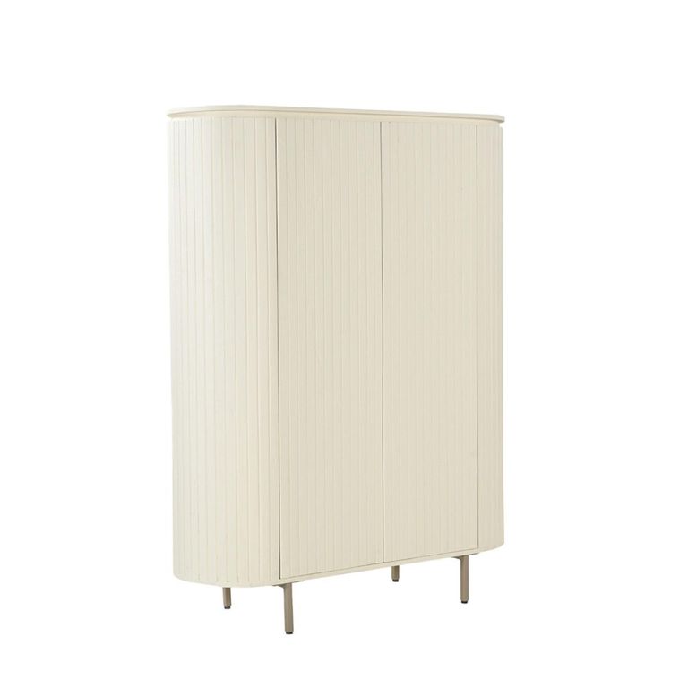Patou Curved Fluted Wardrobe - 2 Door - Off White - Mango Wood