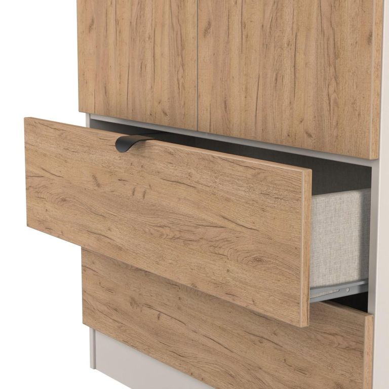 Bora Wardrobe - 2 Door - 2 Drawer - Gold Craft Oak and Kashmir Matt