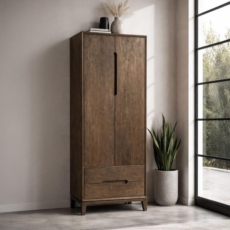 Cortez Wardrobe - 2 Door - 2 Drawer - Brown - Mango Wood