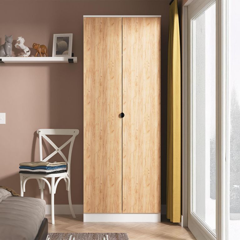 Bora Wardrobe - 2 Door - Gold Craft Oak and White Matt