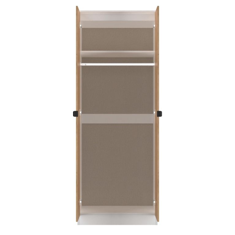 Bora Wardrobe - 2 Door - Gold Craft Oak and White Matt