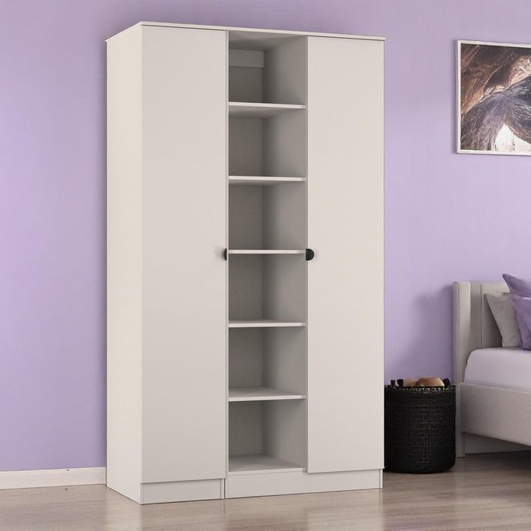 Bora Triple Wardrobe - 2 Door - Open Shelf - Kashmir Matt