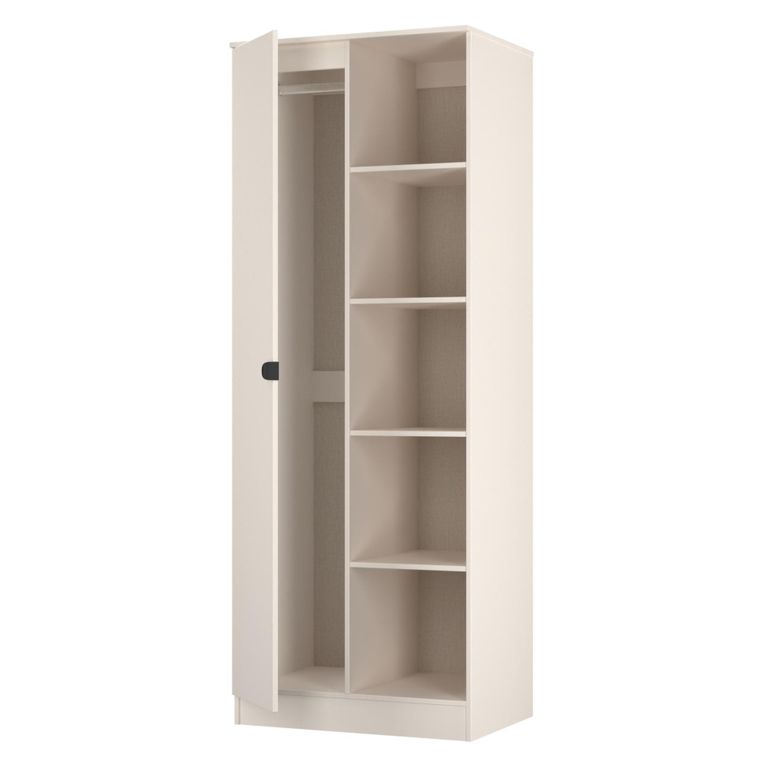 Bora Double Wardrobe - 1 Door - Open Shelf - Kashmir Matt