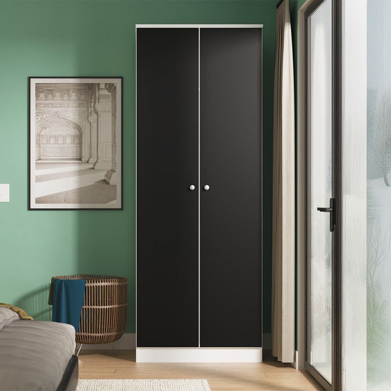 Yarmouth Wardrobe - 2 Door - Black Matt and White Matt