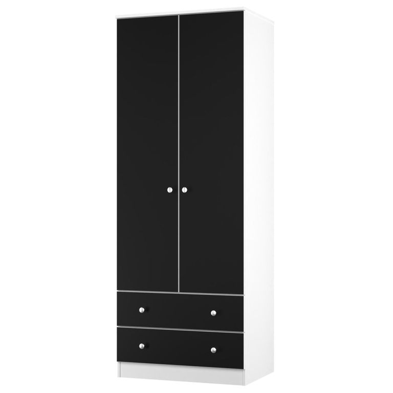Yarmouth Wardrobe - 2 Door - 2 Drawer - Black Matt and White Matt