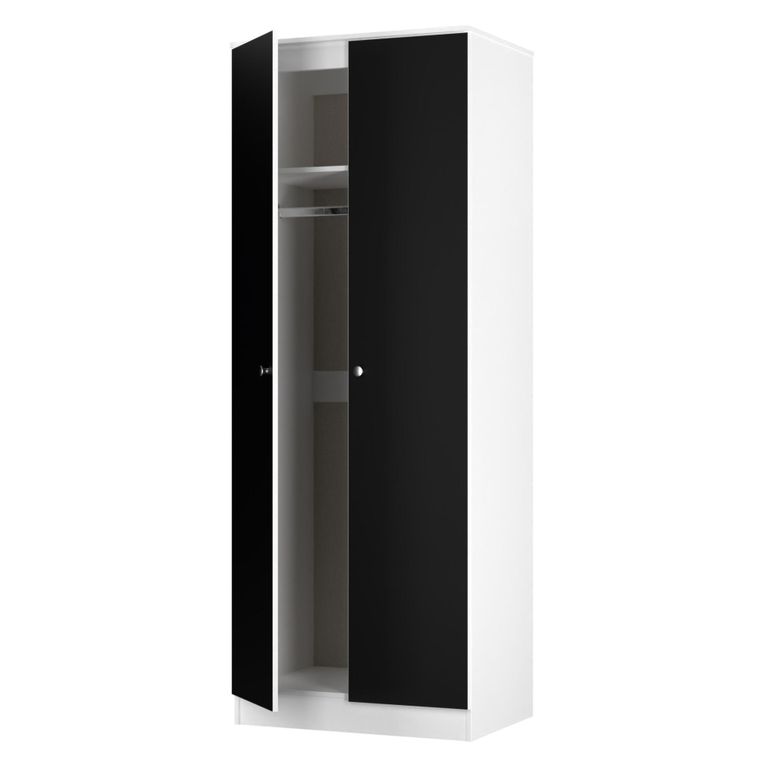 Yarmouth Wardrobe - 2 Door - Black Matt and White Matt