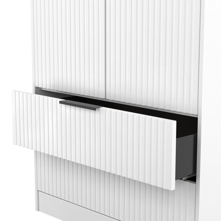 Fluted Wardrobe - 2 Door - 2 Drawer - White Matt