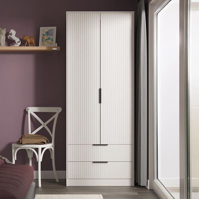 Fluted Wardrobe - 2 Door - 2 Drawer - Kashmir Matt