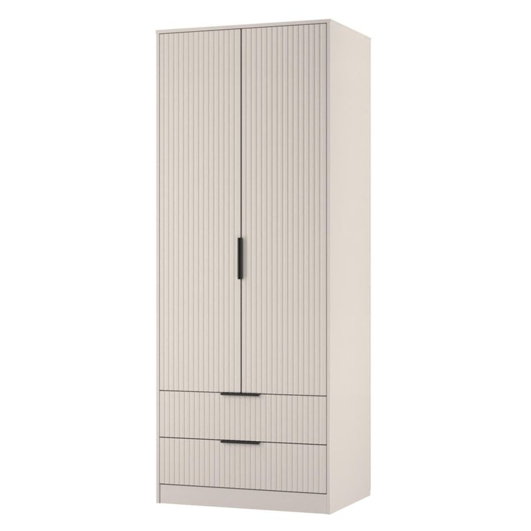 Fluted Wardrobe - 2 Door - 2 Drawer - Kashmir Matt