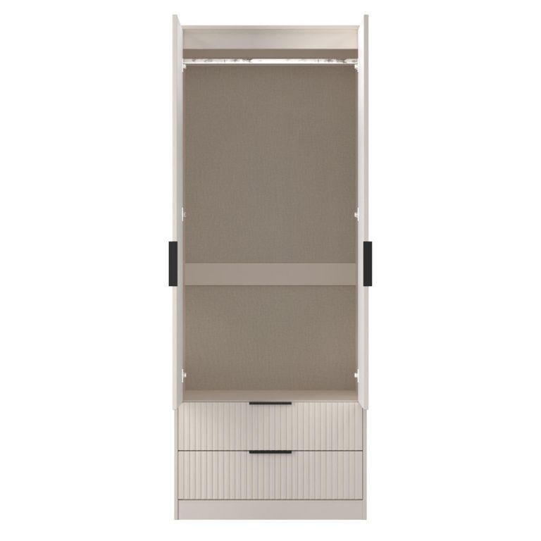 Fluted Wardrobe - 2 Door - 2 Drawer - Kashmir Matt