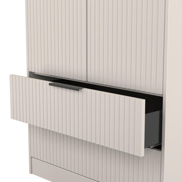 Fluted Wardrobe - 2 Door - 2 Drawer - Kashmir Matt