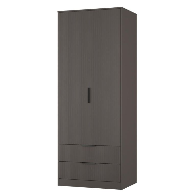 Fluted Wardrobe - 2 Door - 2 Drawer - Graphite