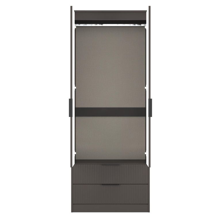 Fluted Wardrobe - 2 Door - 2 Drawer - Graphite
