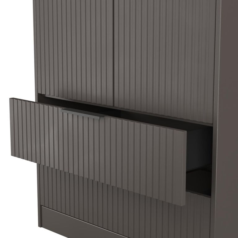 Fluted Wardrobe - 2 Door - 2 Drawer - Graphite