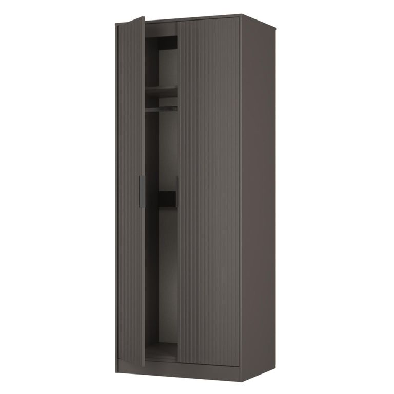 Fluted Wardrobe - 2 Door - Graphite