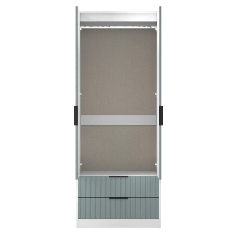 Fluted Wardrobe - 2 Door - 2 Drawer - Duck and White Matt
