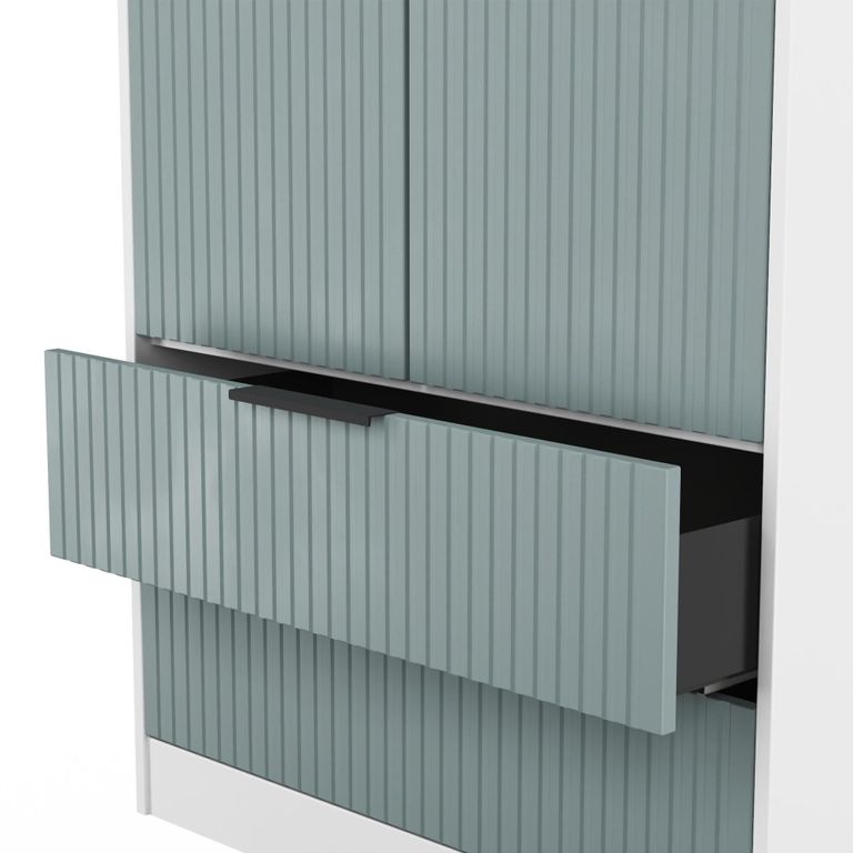 Fluted Wardrobe - 2 Door - 2 Drawer - Duck and White Matt
