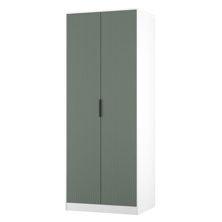 Fluted Wardrobe - 2 Door - Reed Green and White Matt