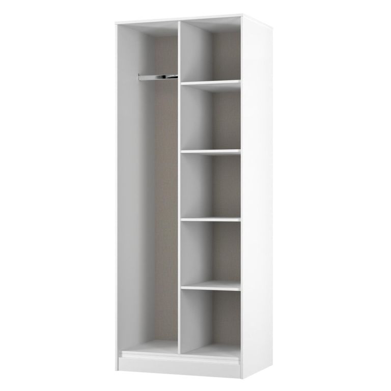 Fluted Wardrobe - Front Open Shelf - White Matt