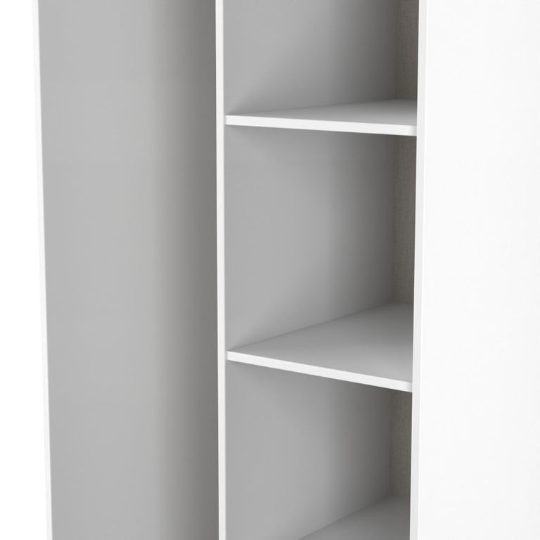 Fluted Wardrobe - Front Open Shelf - White Matt