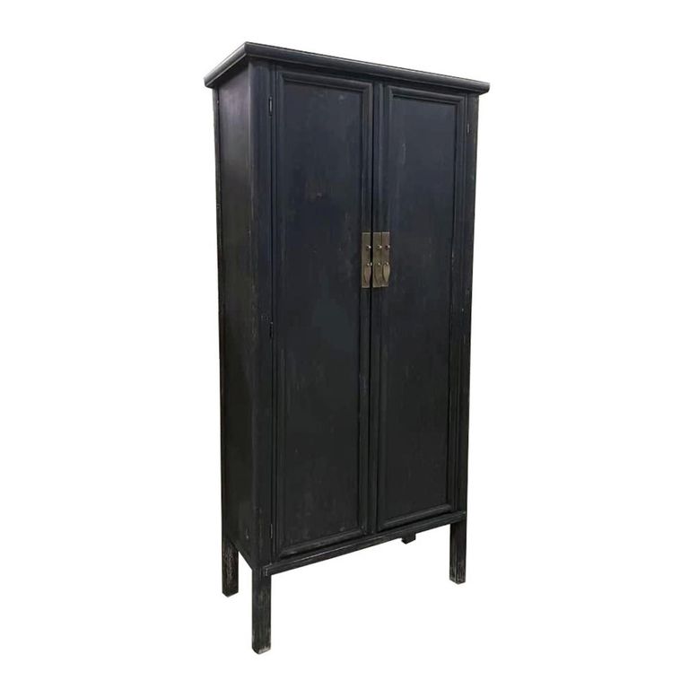 Icons Loes Distressed Wardrobe - 2 Door - Black - Elm Wood