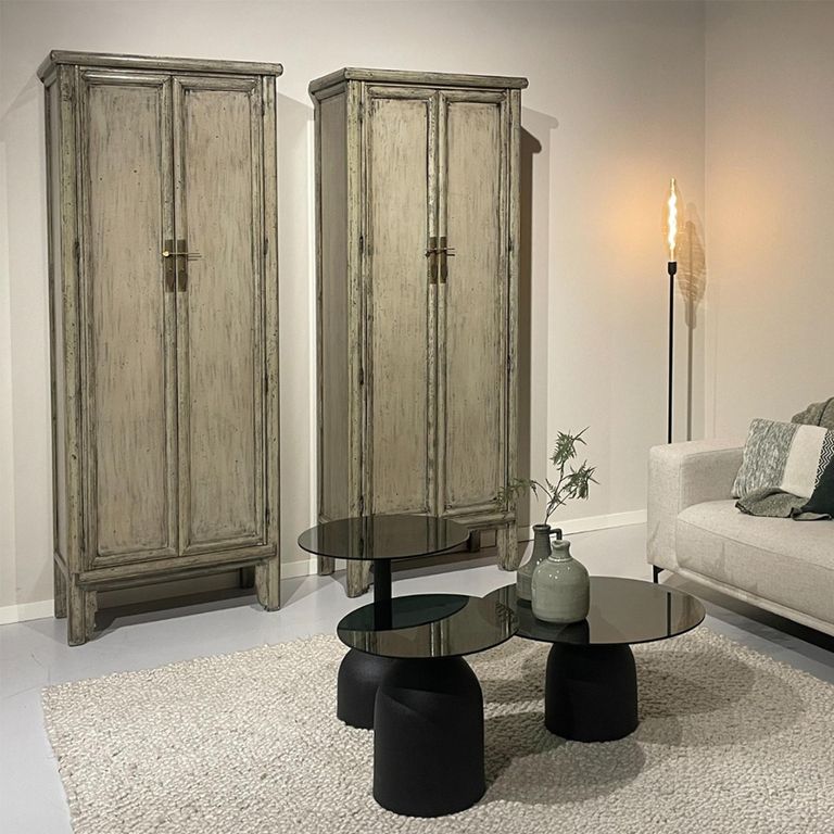 Icons Marie Elise Distressed Wardrobe - 2 Door - Grey - Elm Wood