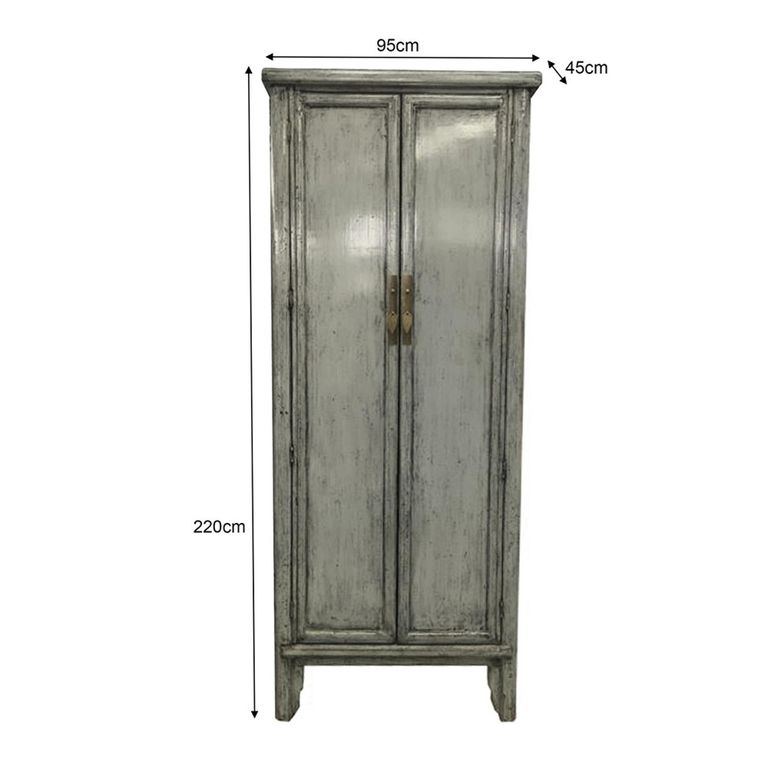 Icons Marie Elise Distressed Wardrobe - 2 Door - Grey - Elm Wood