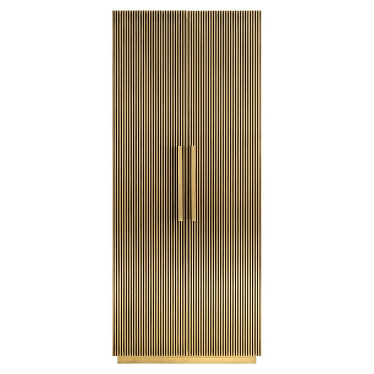 Ironville Brass Ribbed 2 Door Hall Cupboard