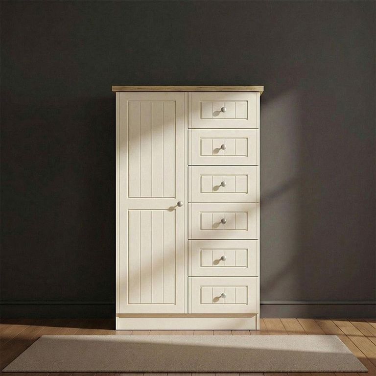 Clearance - Vienna Wardrobe - 1 Door - Midi - Cream - FSS17363