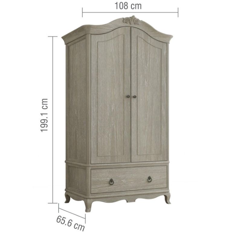 Camille Wardrobe - 2 Door - 1 Drawer - Grey Oak