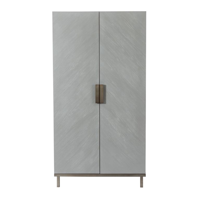Lilly Wardrobe - 2 Door - Chevron - Soft Grey and Bronze - Wood and Metal