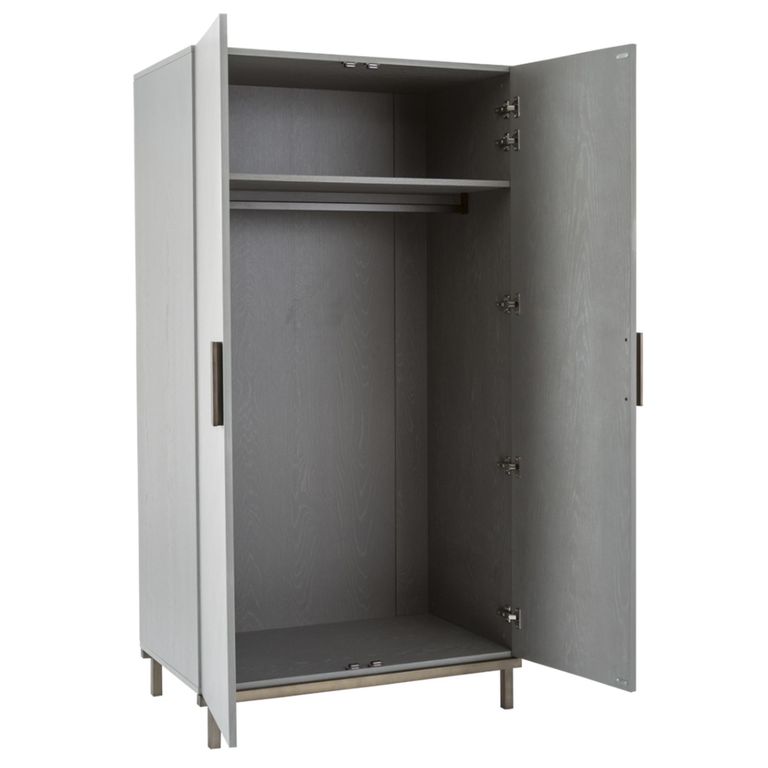Lilly Wardrobe - 2 Door - Chevron - Soft Grey and Bronze - Wood and Metal