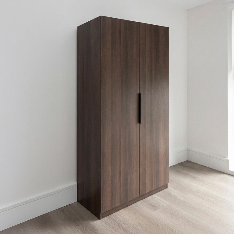 Luna Wardrobe - 2 Door - Espresso and Black - Wood
