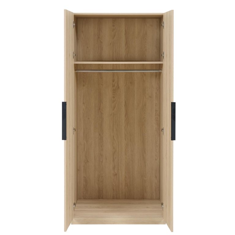 Luna Wardrobe - 2 Door - Oak and Black - Wood