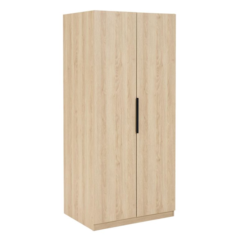 Luna Wardrobe - 2 Door - Oak and Black - Wood