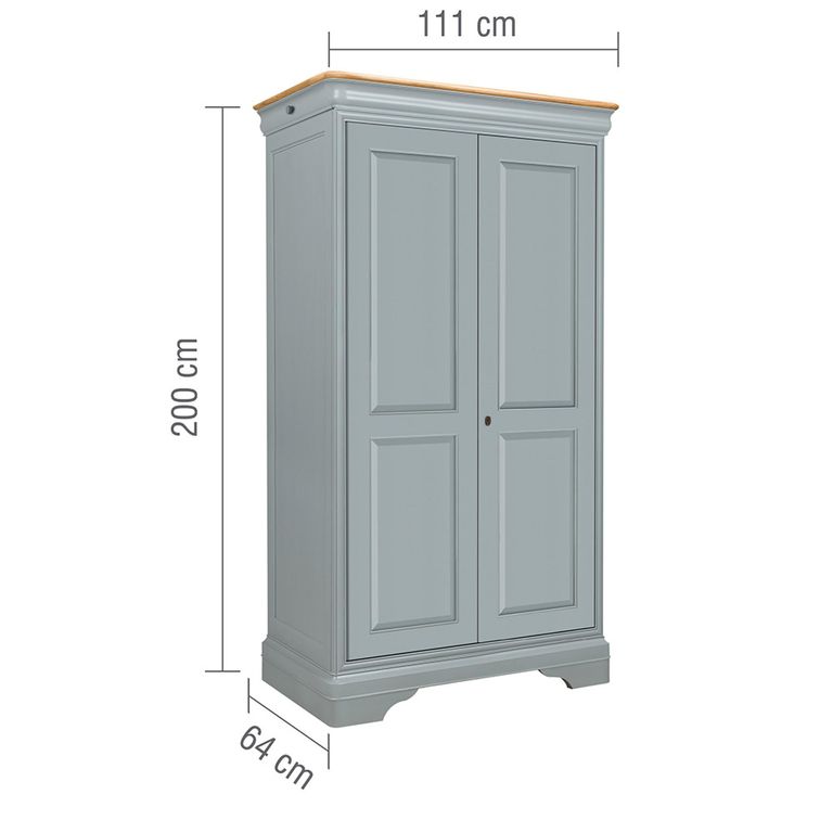 Chantilly Wardrobe - 2 Door - Grey Painted - Wood