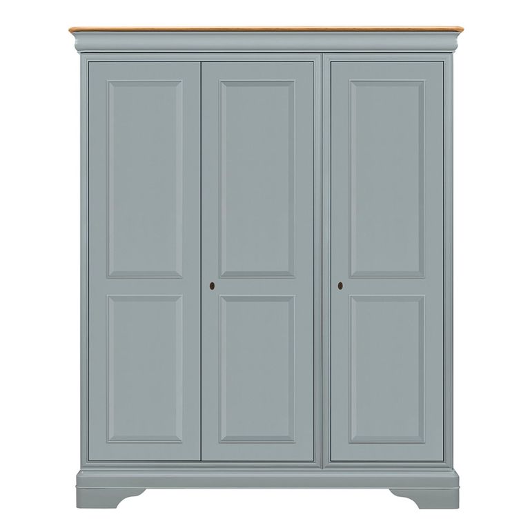 Chantilly Wardrobe - 3 Door - 3 Drawer - Grey Painted - Wood