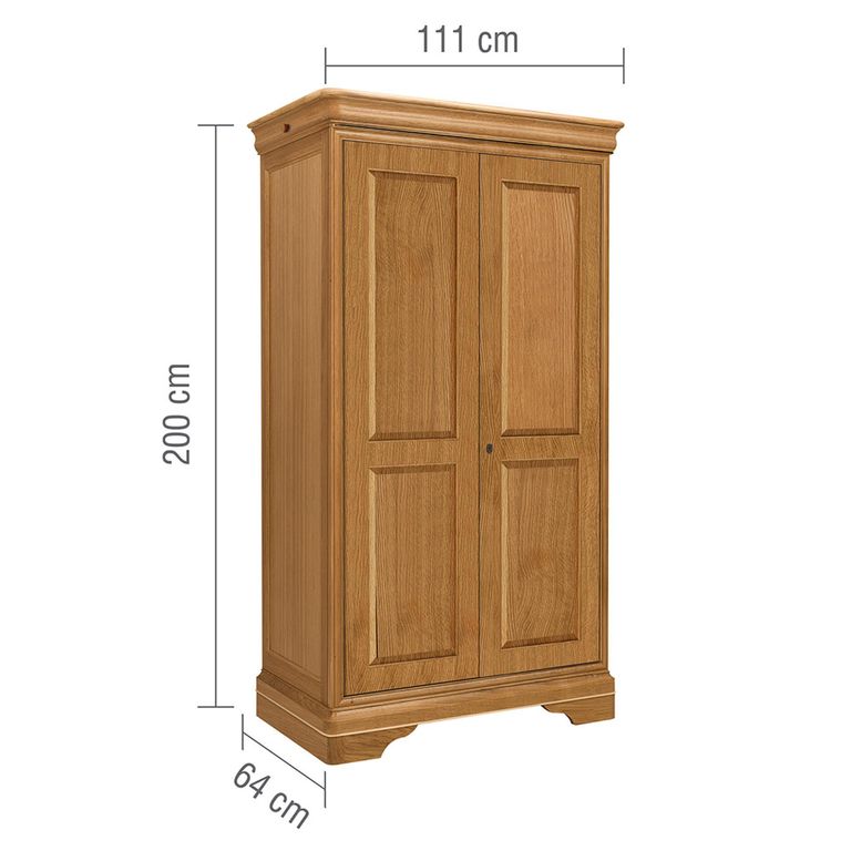 Bordeaux Wardrobe - 2 Door - Natural - Oak