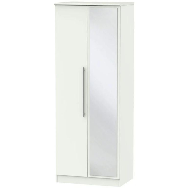 Clearance - Sherwood Porcelain 2 Door Tall Wardrobe - 1 Mirror - FSS17411