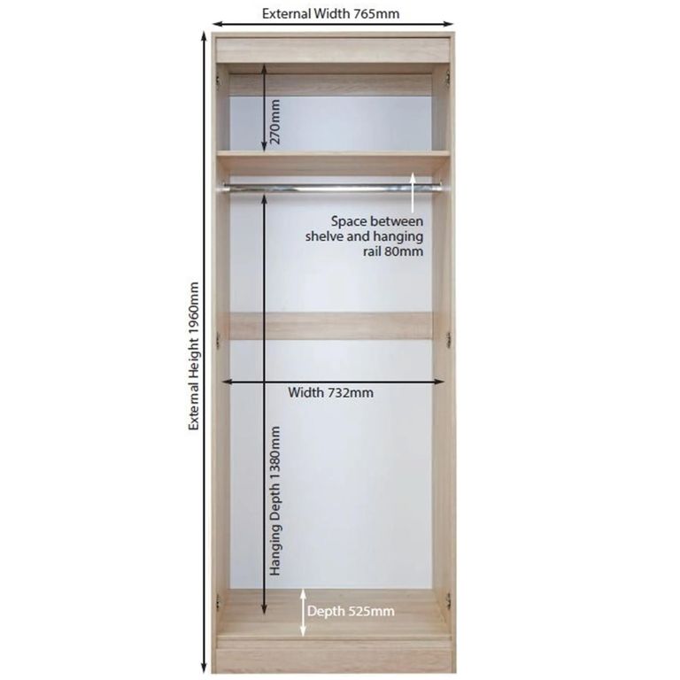 Clearance - Sherwood Porcelain 2 Door Tall Wardrobe - 1 Mirror - FSS17411