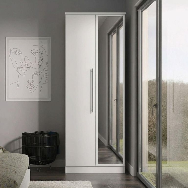 Clearance - Sherwood Porcelain 2 Door Tall Wardrobe - 1 Mirror - FSS17411