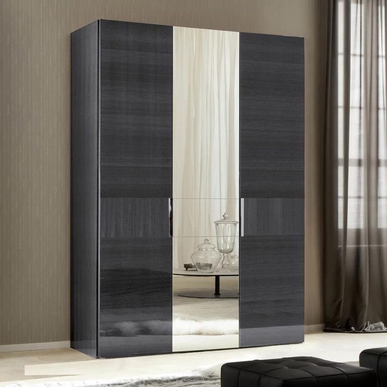 Montecarlo Wardrobe - 3 Door - 1 Mirror - Grey Koto High Gloss