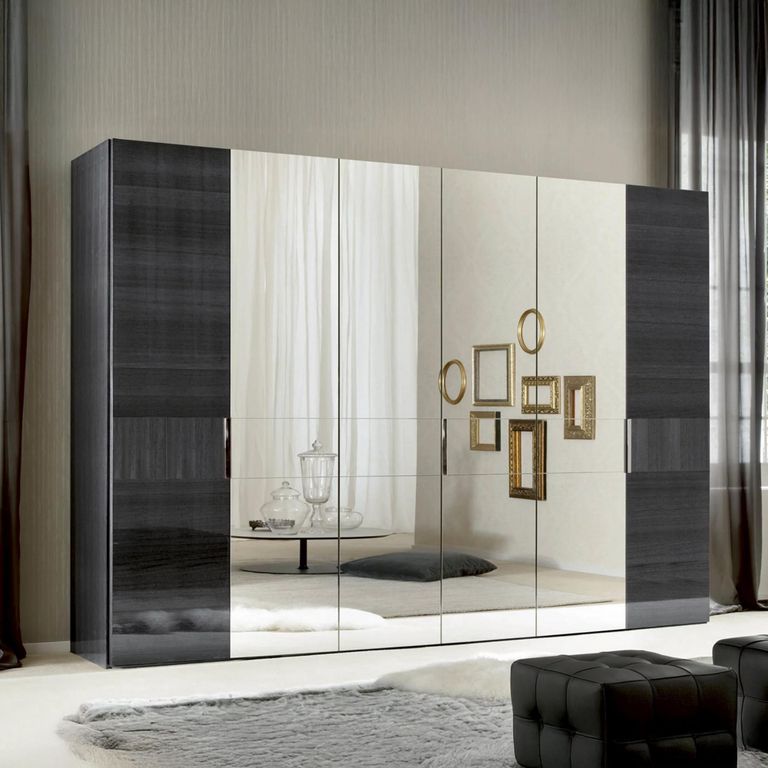 Montecarlo Wardrobe - 6 Door - 4 Mirror - Grey Koto High Gloss