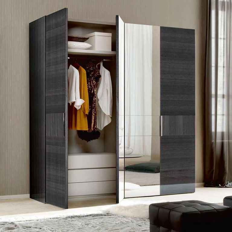 Montecarlo Wardrobe - 4 Door - 2 Mirror - Grey Koto High Gloss
