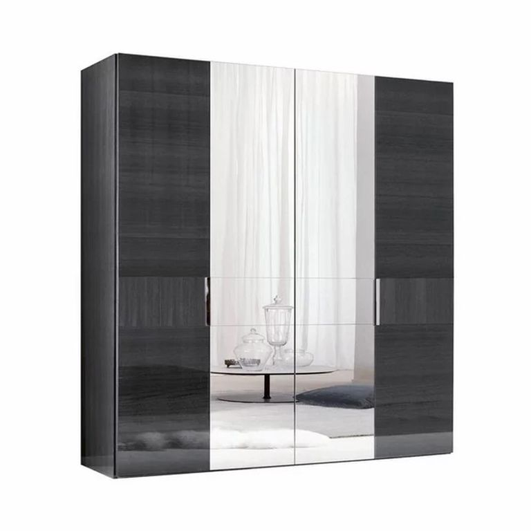 Montecarlo Wardrobe - 4 Door - 2 Mirror - Grey Koto High Gloss