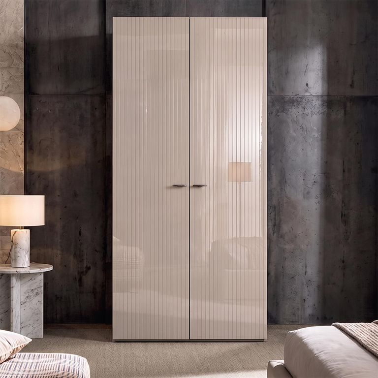 Claire Fluted Wardrobe - 2 Door - Pearl Line Eco Veneer High Gloss