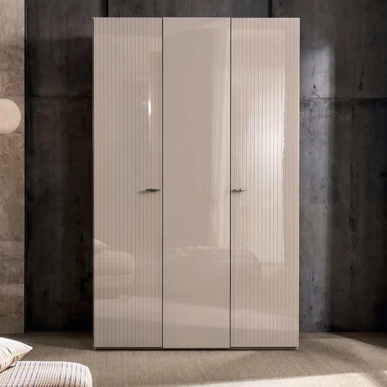 Claire Fluted Wardrobe - 3 Door - Pearl Line Eco Veneer High Gloss